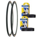 Michelin Dynamic Classic Clincher Road Tyre Twin Pack with 2 Free Inner Tubes - Black 700c x 23mm