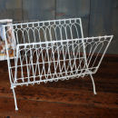Nkuku Mena Magazine Rack - Distressed White - 38 x 37 x 28cm