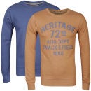 Brave Soul Men's Sebubla 2-Pack Crew Neck Sweat Jumpers-Mustard / Denim Marl
