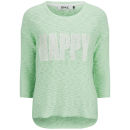 ONLY Women's Happy Slogan Knitted Jumper - Bay