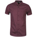 Brave Soul Men's Gallagherc Short Sleeve Polka Dot Shirt -  Burgundy