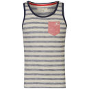 Brave Soul Men's Kelvin Striped Vest - Ecru/Navy/Red