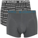 Bjorn Borg Men's Tribal/Knit/Plaqin 2 Pack Short Boxers - Phantom
