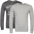 Brave Soul Men's Sebubla 2-Pack Crew Neck Sweat Jumpers-Charcoal Marl / Grey Marl