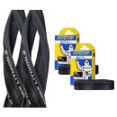 Michelin Lithion 2 Clincher Road Tyre Twin Pack with 2 Free Inner Tubes - Grey/Black 700c x 25mm