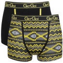 Gio Goi Men's 2 Pack Boxer Shorts - Black/Yellow