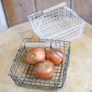 Nkuku Alama Square Basket - Distressed White - 13 x 17cm