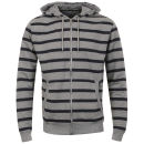 Brave Soul Men's Rocker Srtriped Zip Thru Hoody - Grey