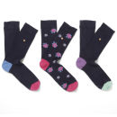 William Hunt Men's Plain Flowers 3 Pack Sock Gift Set - Black/Multi