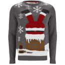 Threadbare Men's Chimney Santa Knitted Jumper - Charcoal Marl