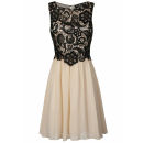 Little Mistress Women's Lace Overlay Prom Dress - Black/Cream