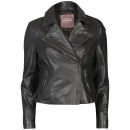 Barneys Women's Real Leather Biker Jacket - Anthracite