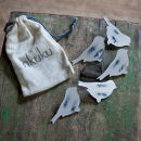 Nkuku Bird Pegs Set of 6 - Distressed Grey / Cream
