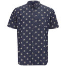 Brave Soul Men's Kudos Short Sleeve Printed Star Shirt - Blue