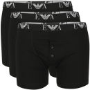 Emporio Armani Men's Button Fly 3-Pack Boxers - Black