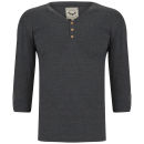 Brave Soul Men's River Roll Sleeve Button Neck Top - Charcoal Marl