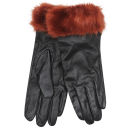 Women's Faux Fur Leather Gloves - Burnt Orange