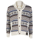 Brave Soul Men's Barker Button Through Cardigan - Ecru Combo