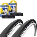 Schwalbe Lugano Clincher Road Tyre Twin Pack with 2 Free Inner Tubes - Black 700c x 23mm