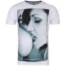 Amplified Men's Braces Pin Up Crew Neck T-Shirt - White
