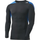 adidas Men's Tech Fit Cool Long Sleeve Compression Top - Black/Blue