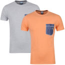 Carter Men's Boom 2-Pack T-Shirt - Grey Marl/Tango Orange