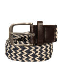 Brave Soul Men's Django Belt - Navy/Cream/Brown