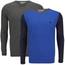 Brave Soul Men's Kinetic 2 Pack Knitted Jumpers - Charcoal/Royal Blue/Navy