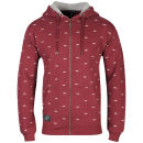 Atticus Men's Printed Zip Through Hoody - Oxblood Red