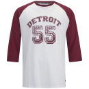 55 Soul Men's Ricky 3/4 Sleeve Detroit Raglan Top - Burgundy/White
