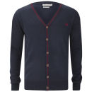 Brave Soul Men's Tipping Knitted Cardigan - Navy/Bordeaux
