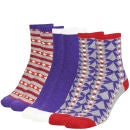 Miss Outrage Women's 3 Pack Socks Sweetbox Gift Set - Purple/Grey