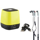 iLuv MobiOne Bluetooth Portable Speaker with Mic - Green + Free VIBE Earphones