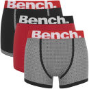 Bench Men's 3 Pack Fashion Trunks - Black/Black/Red