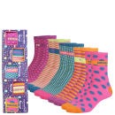 Miss Outrage Women's 5 pack Socks Gift Set- Pink/Multi