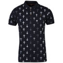 Brave Soul Men's Crucified Printed Polo Shirt - Navy
