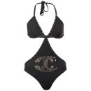 Just Cavalli Women's Diamante Cut Out Swimsuit - Black 