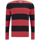 Jack & Jones Men's Thomas Striped Jumper - Navy/Red