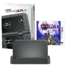 NEW 3DS XL Metallic Black Console - Includes Legend of Zelda: Majora's Mask & Black Charging Cradle