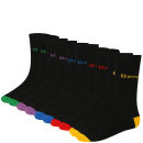  Bench Men's 5-Pack Basic Socks With Contrast Detail - Black- 7/11