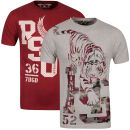 Ringspun Men's Harlem 2-Pack Graphic T-Shirt - Grey Marl / Burgundy