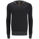 Ringspun Men's Leighton V-Neck Jumper - Black Marl