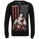 Ringspun Men's Rebel Flag Photo Print Crew Neck Sweat - Black