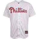 Majestic Men's Official On-Field Phillies Jersey - White/Scarlett Pinstripe