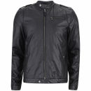 Ringspun Men's Enfield Leather Look Biker Jacket - Black