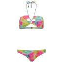 Boutique Women's Neon Print Palm Leaves Bikini - Multi