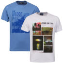 Pure Juice Men's 2 Pack Annual Tour & Wedge Graphic T-Shirt - White/Light Blue 
