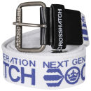 Crosshatch Men's Kicks Canvas Printed Belt - White/Deep Cobalt