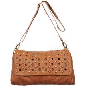 Miss Sixty Studded Leather Cross Body Bag  - Tan