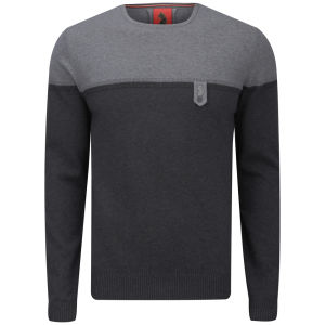 Luke 1977 Men's Stem Crew Neck Jumper with Scarf - Grey Marl